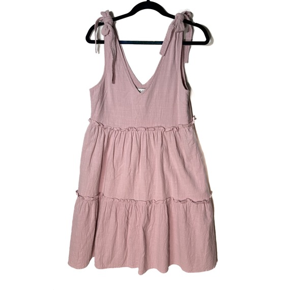 Petal & Pup Pink Mini Dress Sleeveless Tie Strap Tiered Ruffle Women's - Picture 1 of 3